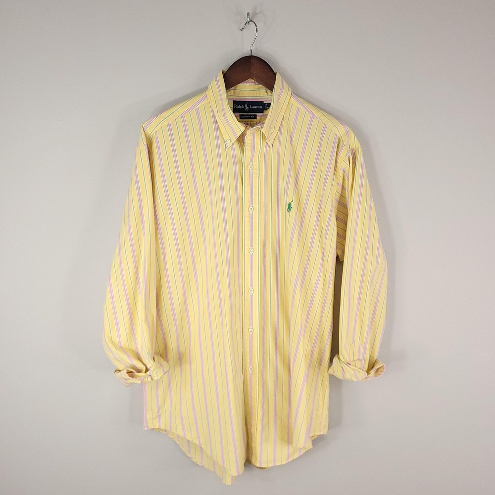 Ralph Lauren Yellow Striped Button-Down Shirt